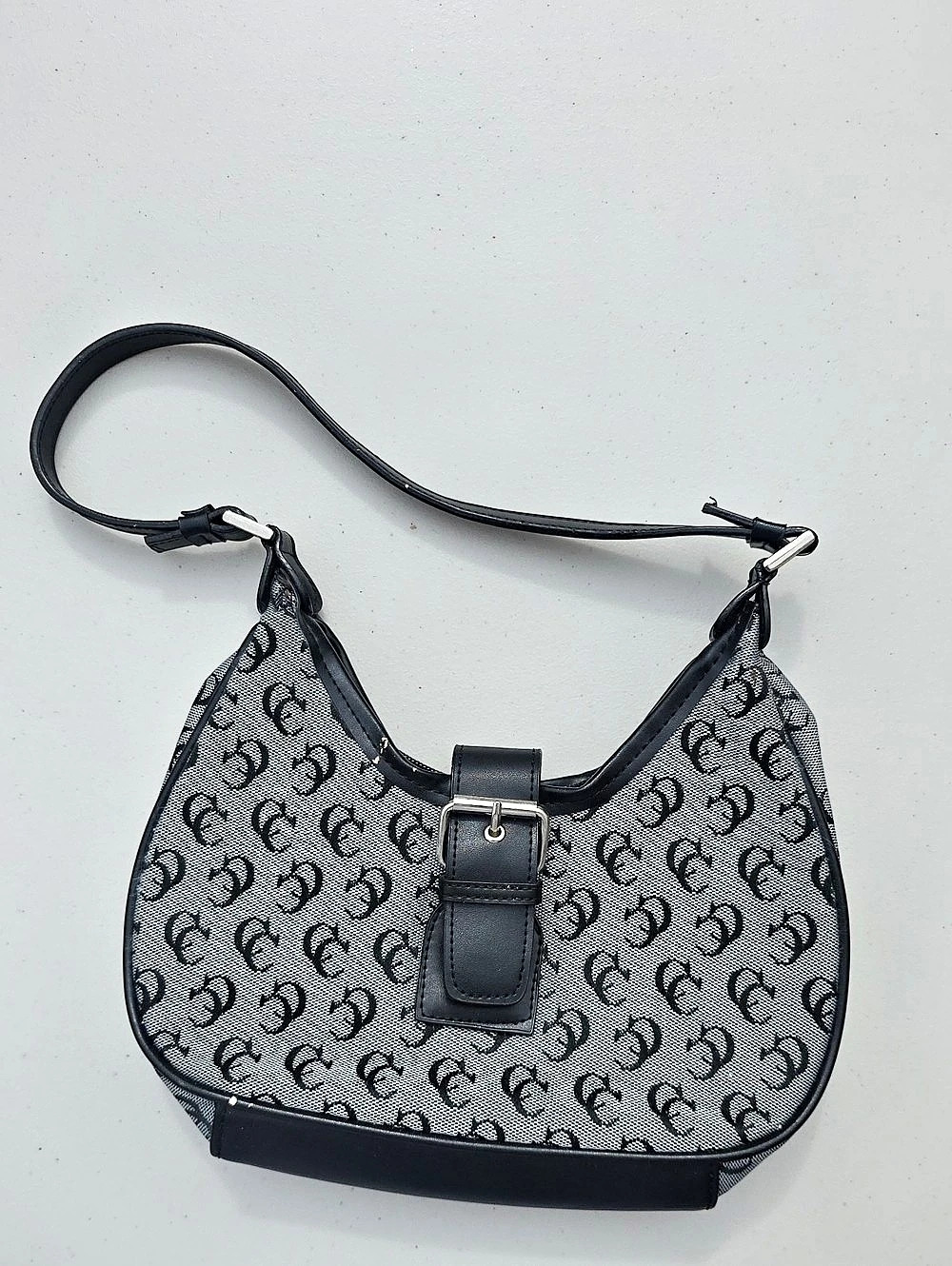 Guess Monogram Shoulder Bag Black & Gray